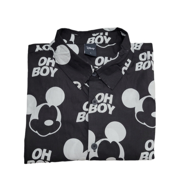 NEFF DISNEY COLLECTION MICKEY MOUSE BUTTON FRONT BLACK MEN SHIRT SIZE L NWT - Picture 4 of 8